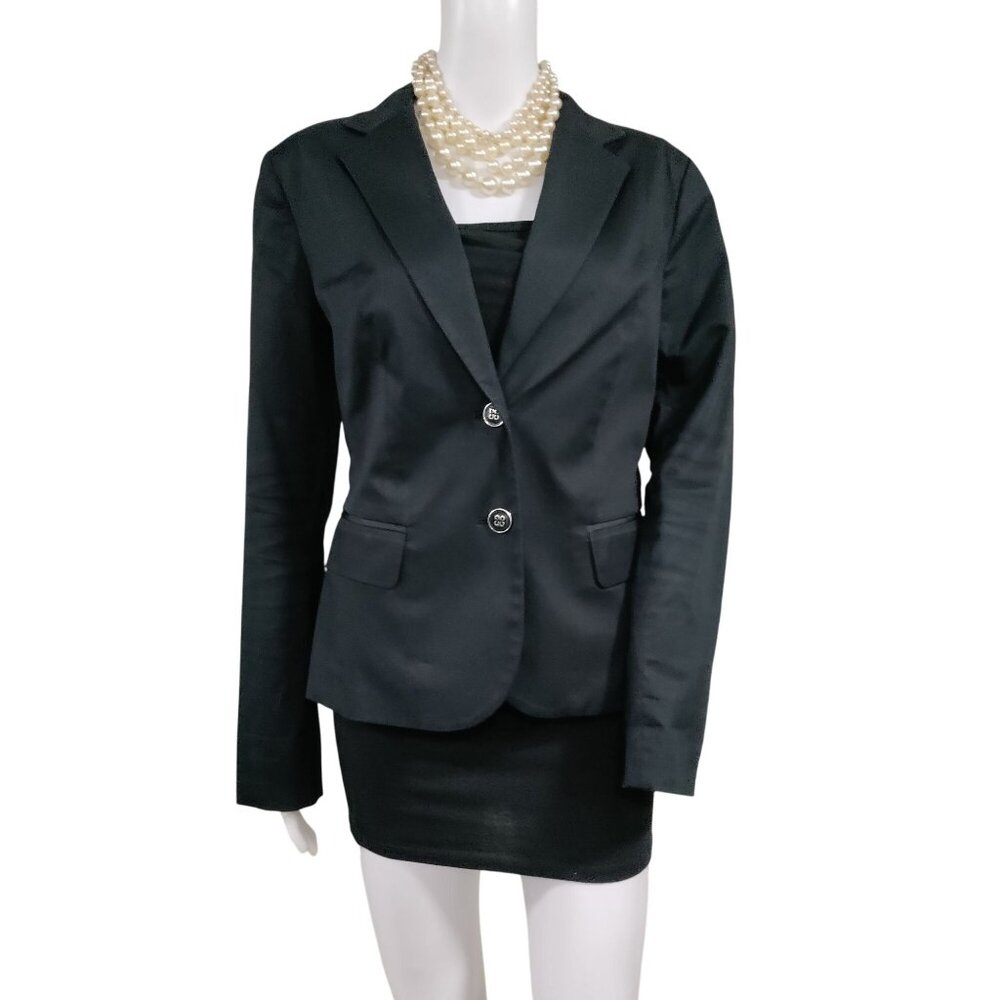 New York & Company 7th Avenue Black Blazer Size 10 Two-Button Suit Jacket